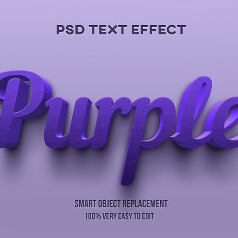 Purple 3D Text Effect Psdcover image.