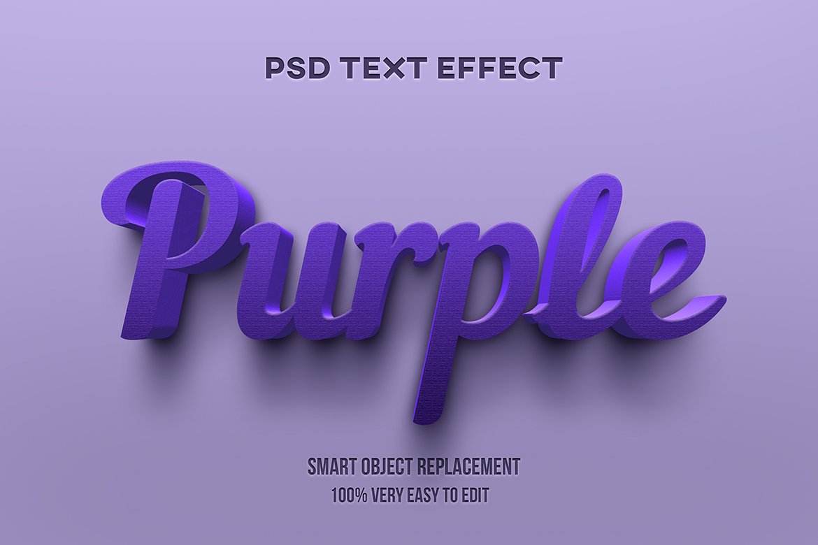 Purple 3D Text Effect Psdcover image.