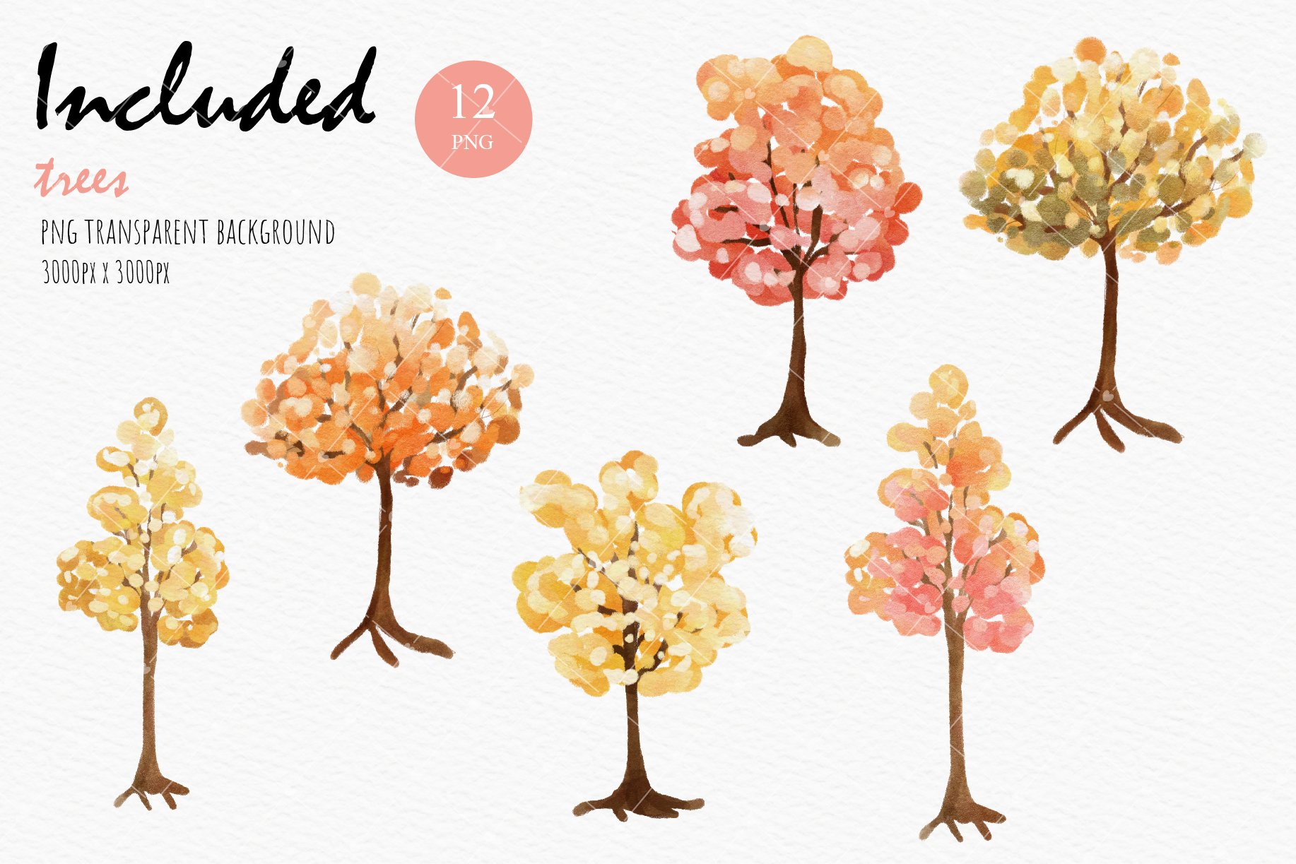 Autumn trees clipart preview image.