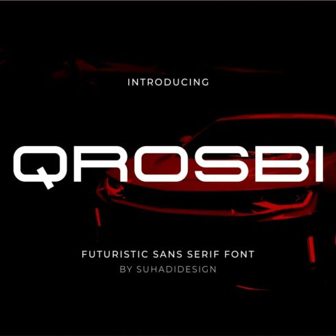 Qrosbi futuristic sans serif font cover image.