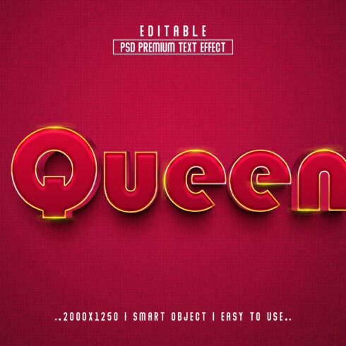 Queen 3D Editable psd Text Effectcover image.