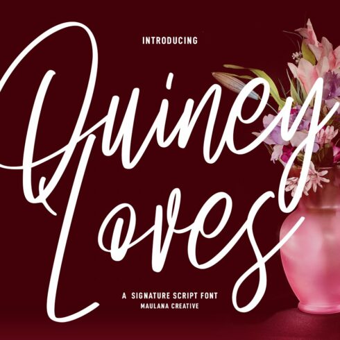 Quiney Loves Signature Script Font cover image.