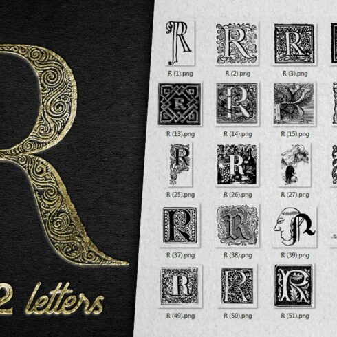 Vintage Letter R Vector And PNG cover image.