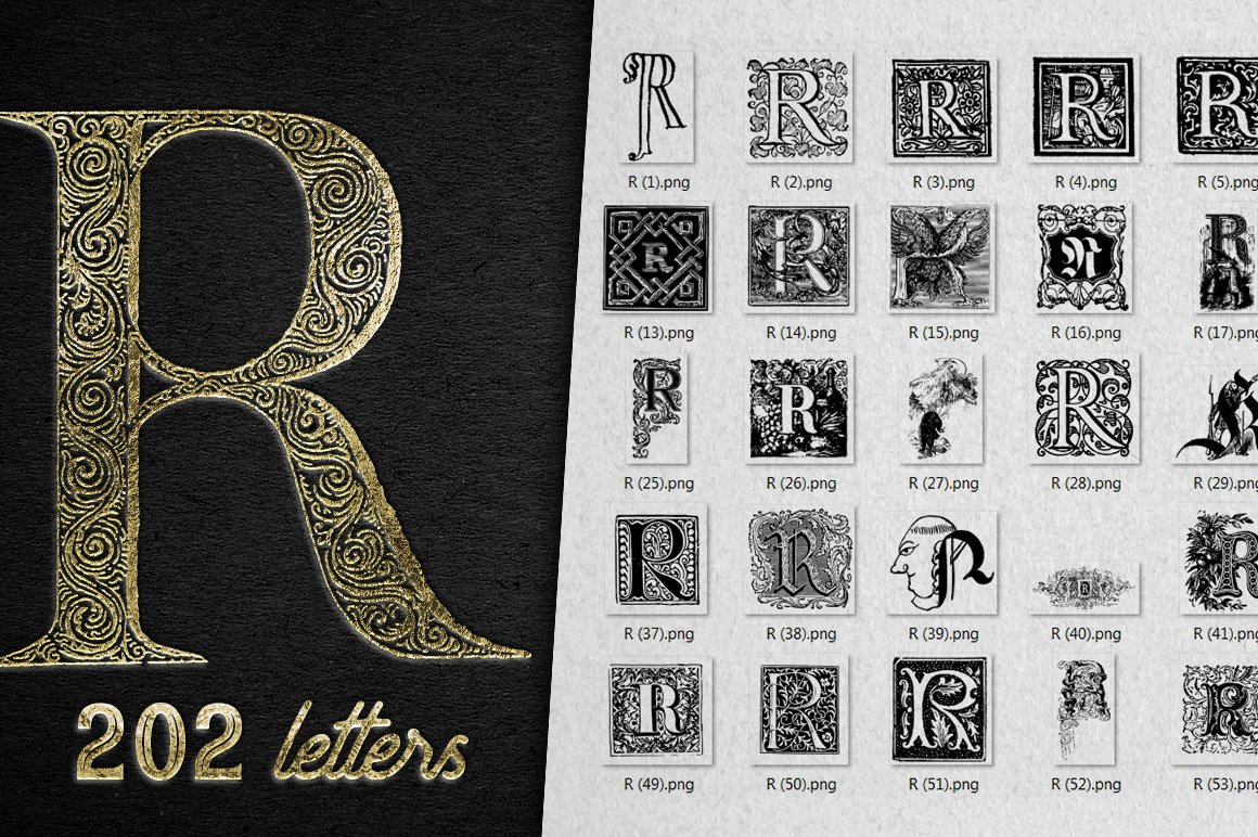 Vintage Letter R Vector And PNG cover image.