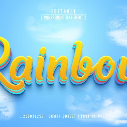 Rainbow 3D Editable Text Effectcover image.
