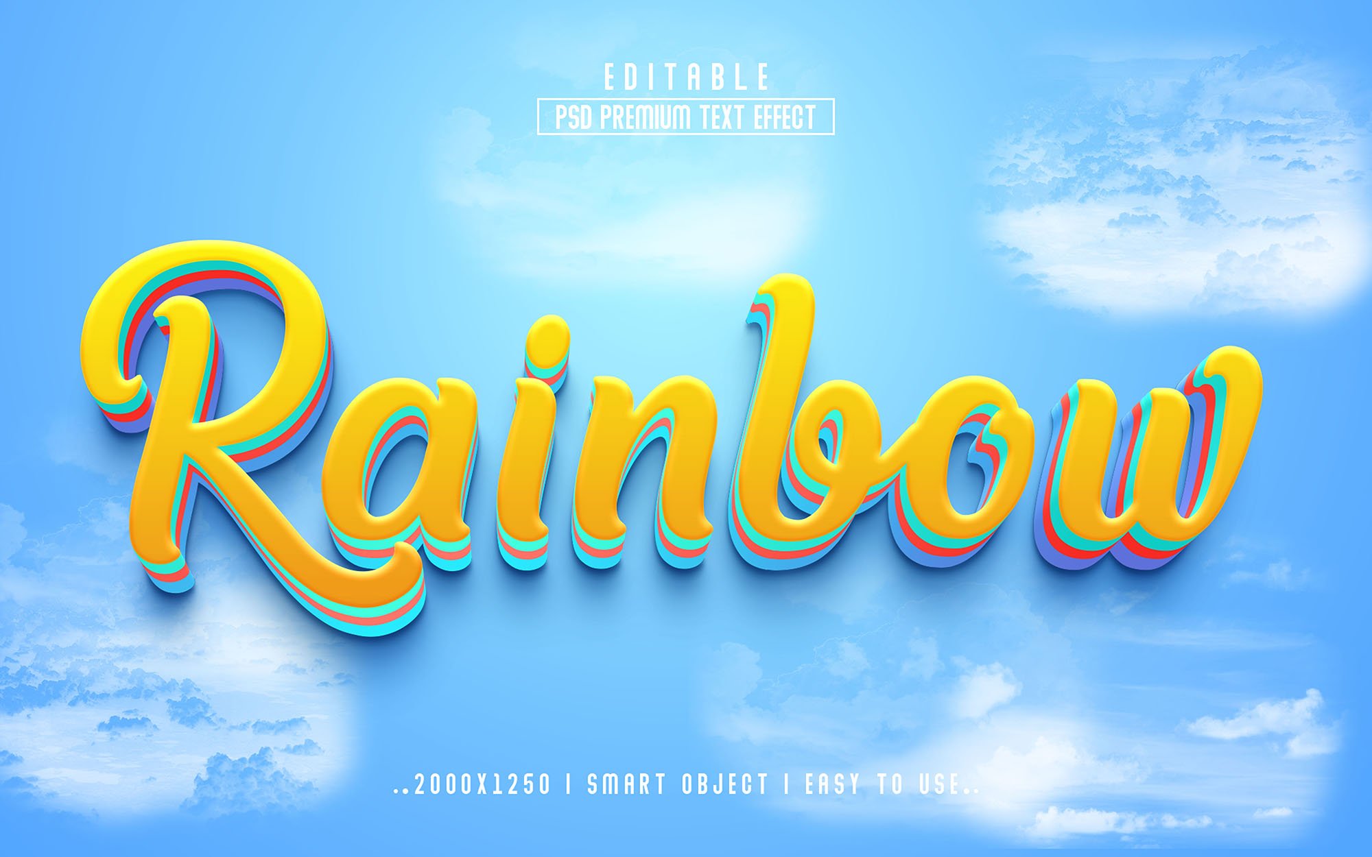 Rainbow 3D Editable Text Effectcover image.