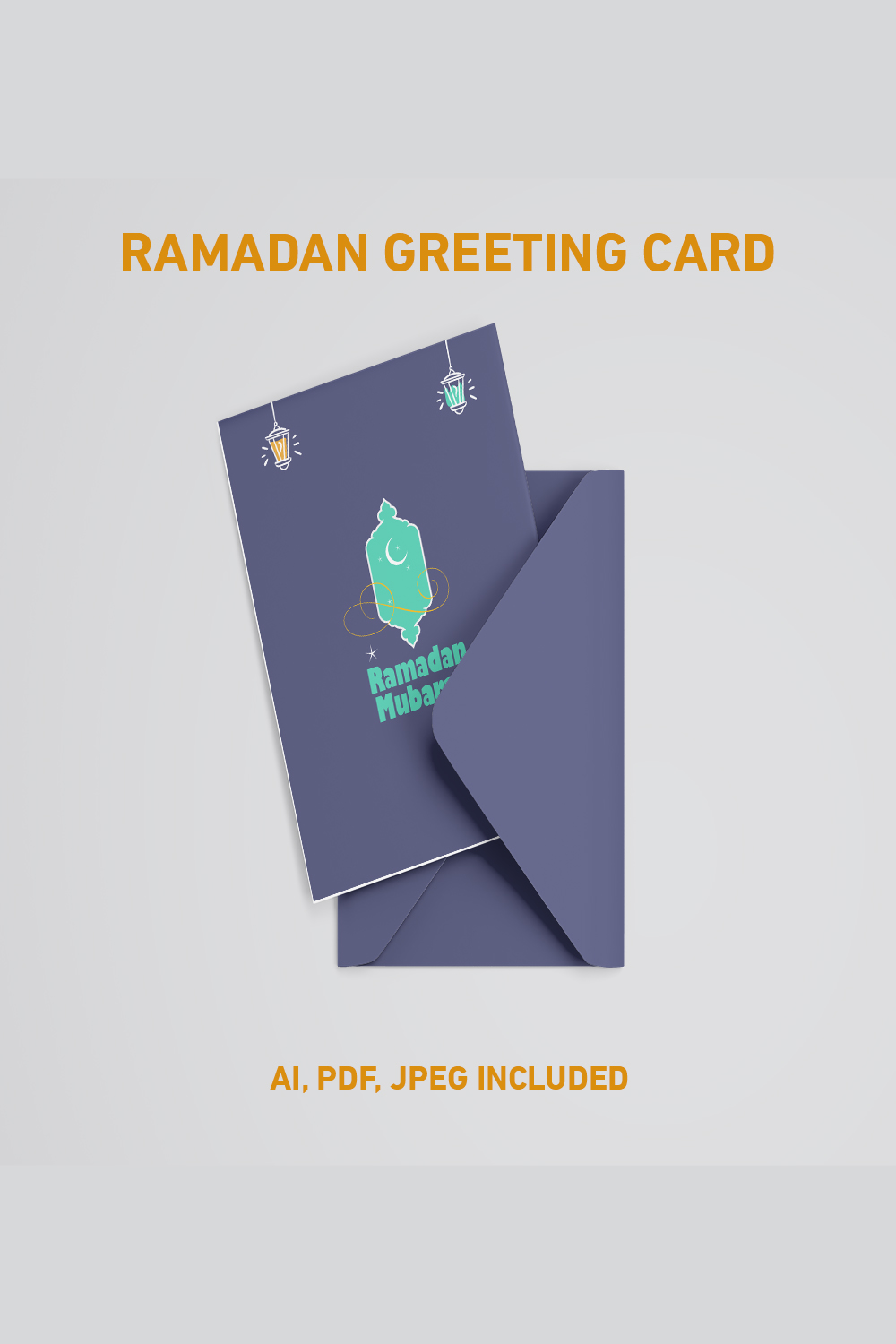 Ramadan Minimal Greeting Card pinterest preview image.