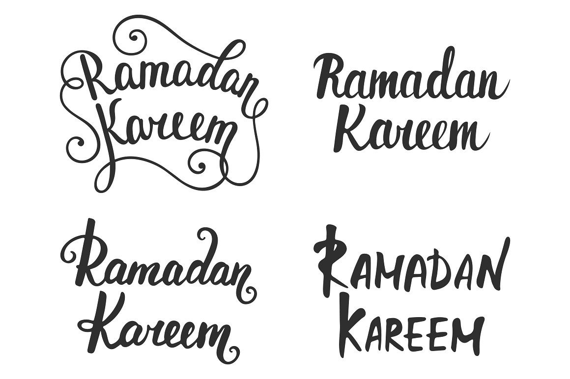 Set of four different types of lettering.