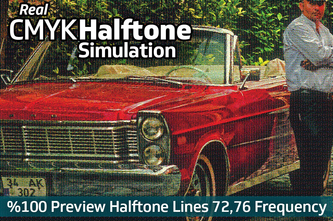 Real CMYK Halftone Simulator Actionspreview image.