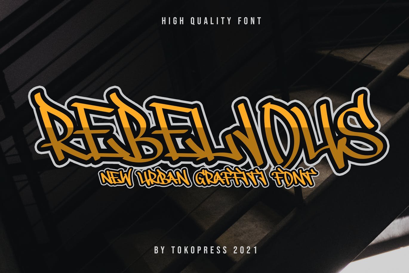 REBELIOUS - Powerful Graffiti font cover image.