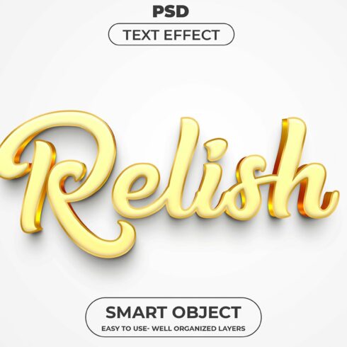 Relish 3D Editable psd Text Effect Scover image.