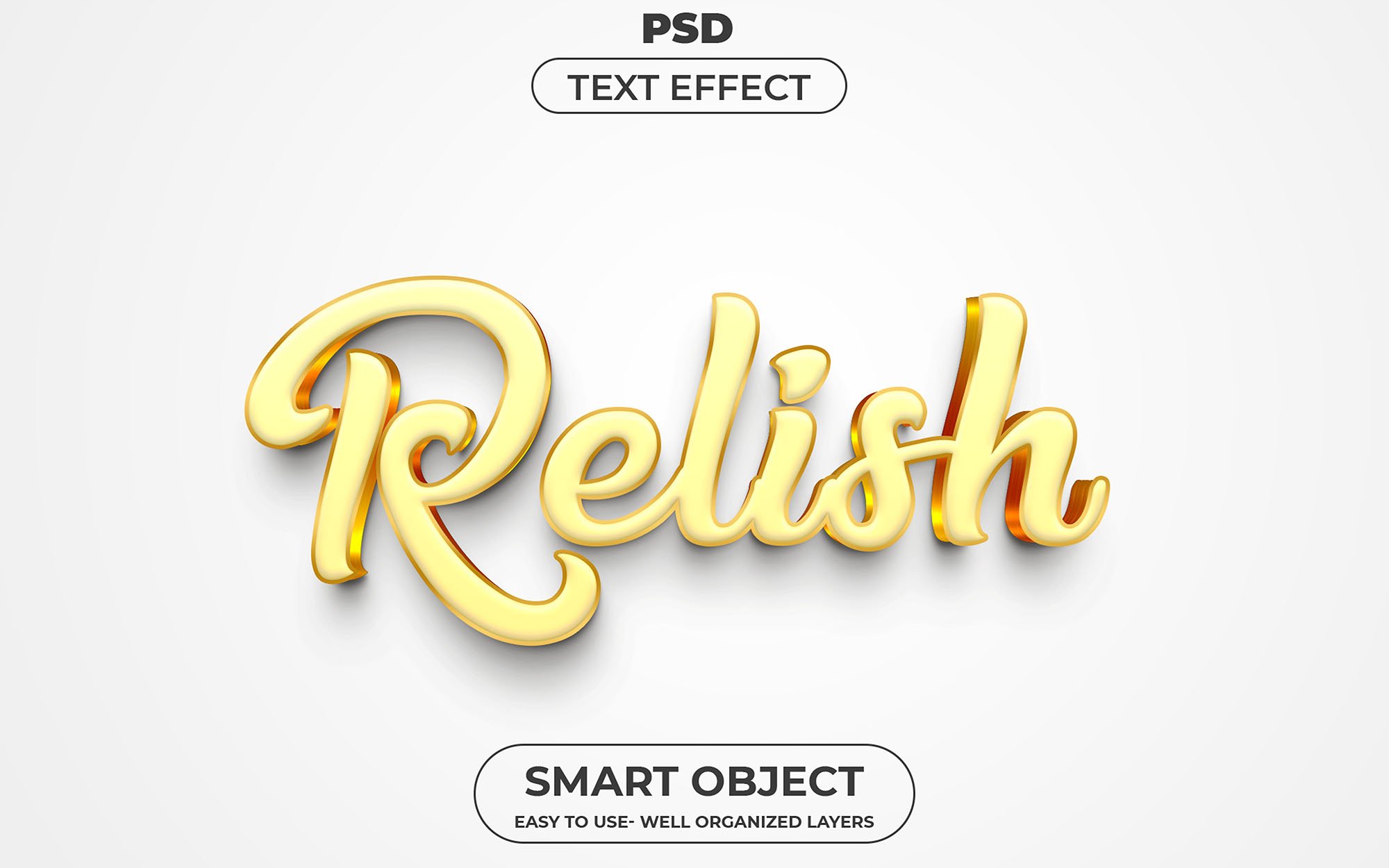 Relish 3D Editable psd Text Effect Scover image.