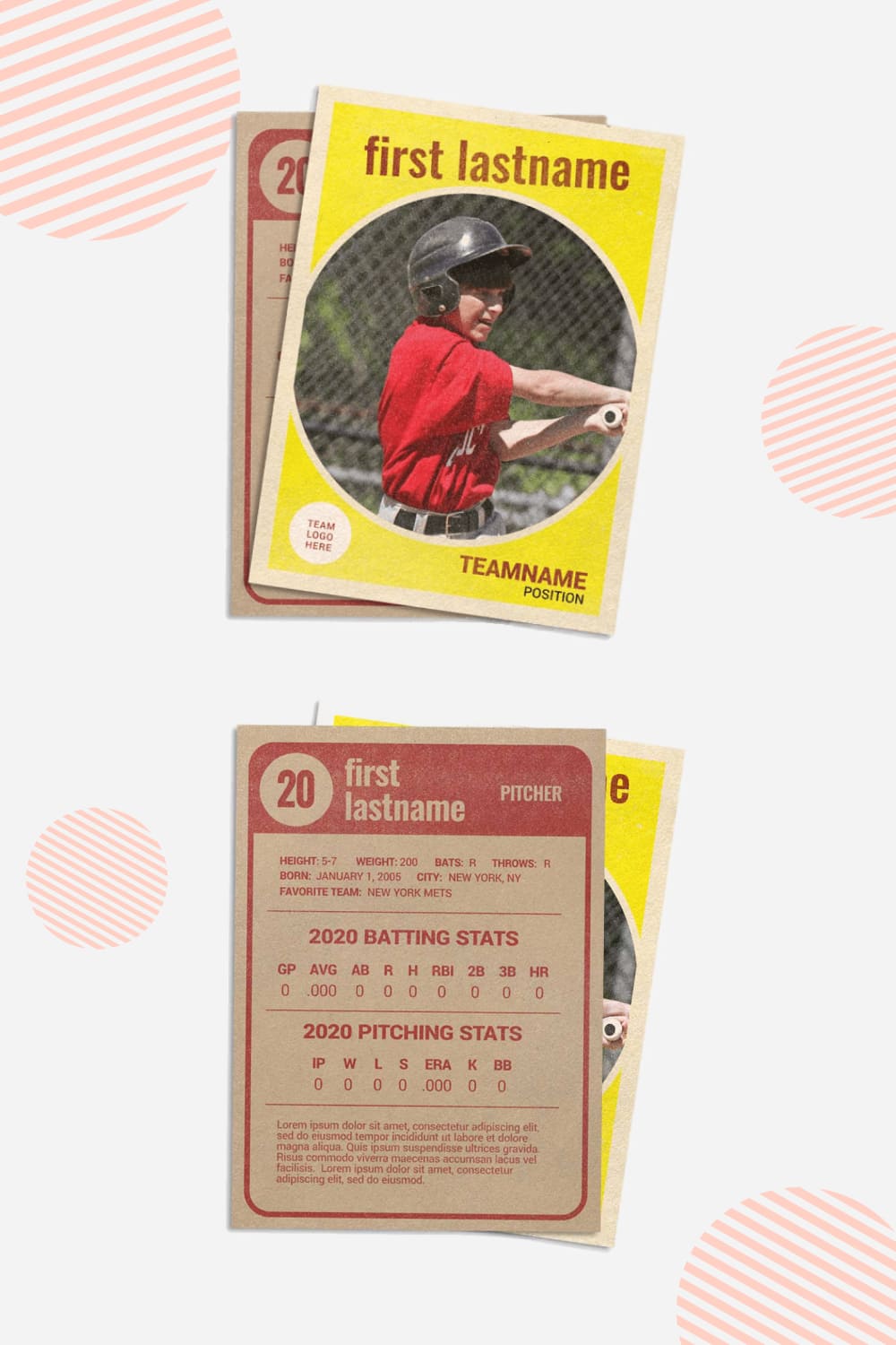 Collage of vintage cards with photos and information about baseball players.