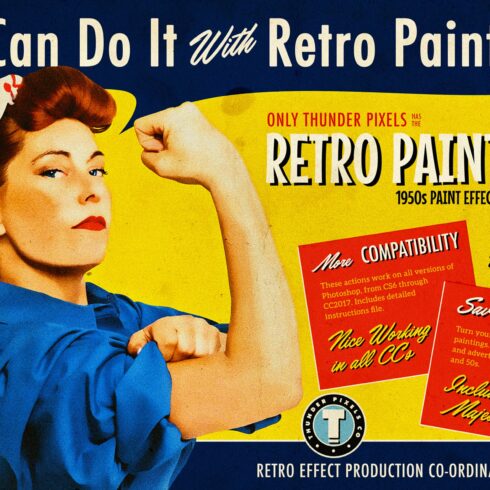 Retro Paint-Act - PS Action + Kitcover image.
