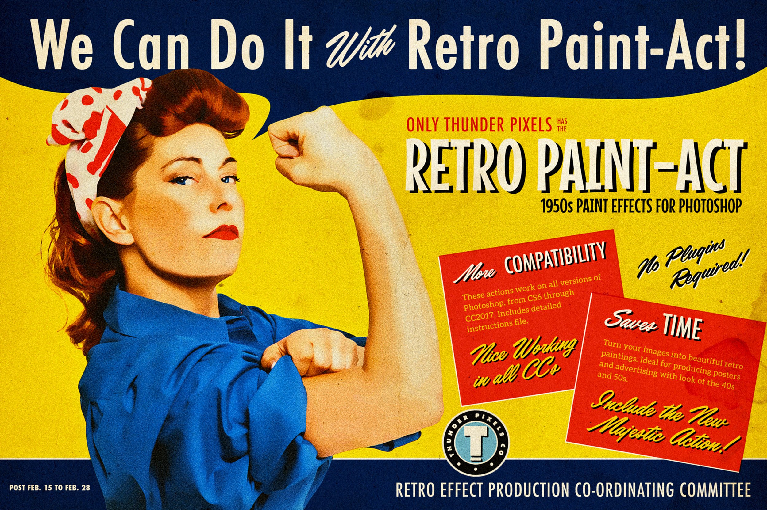 Retro Paint-Act - PS Action + Kitcover image.