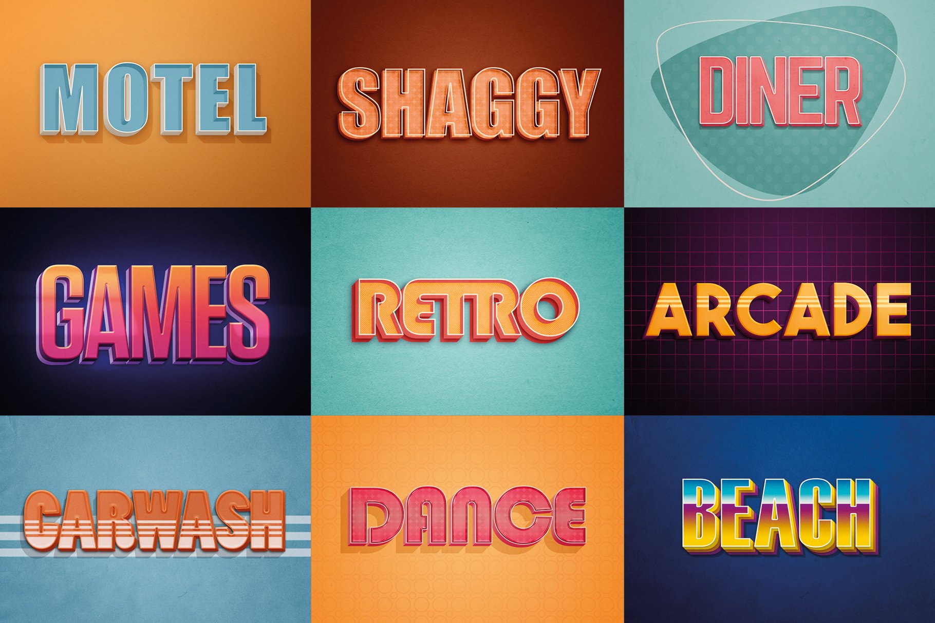 retro text effects bundle effects display 587