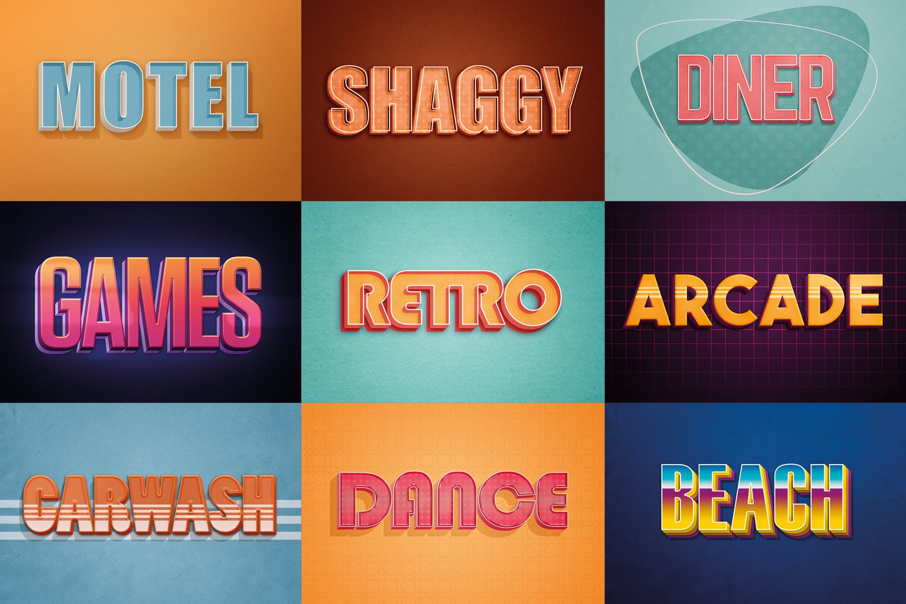 retro text effects bundle effects display 740