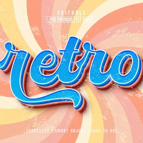 Retro 3D Editable Text Effect stylecover image.