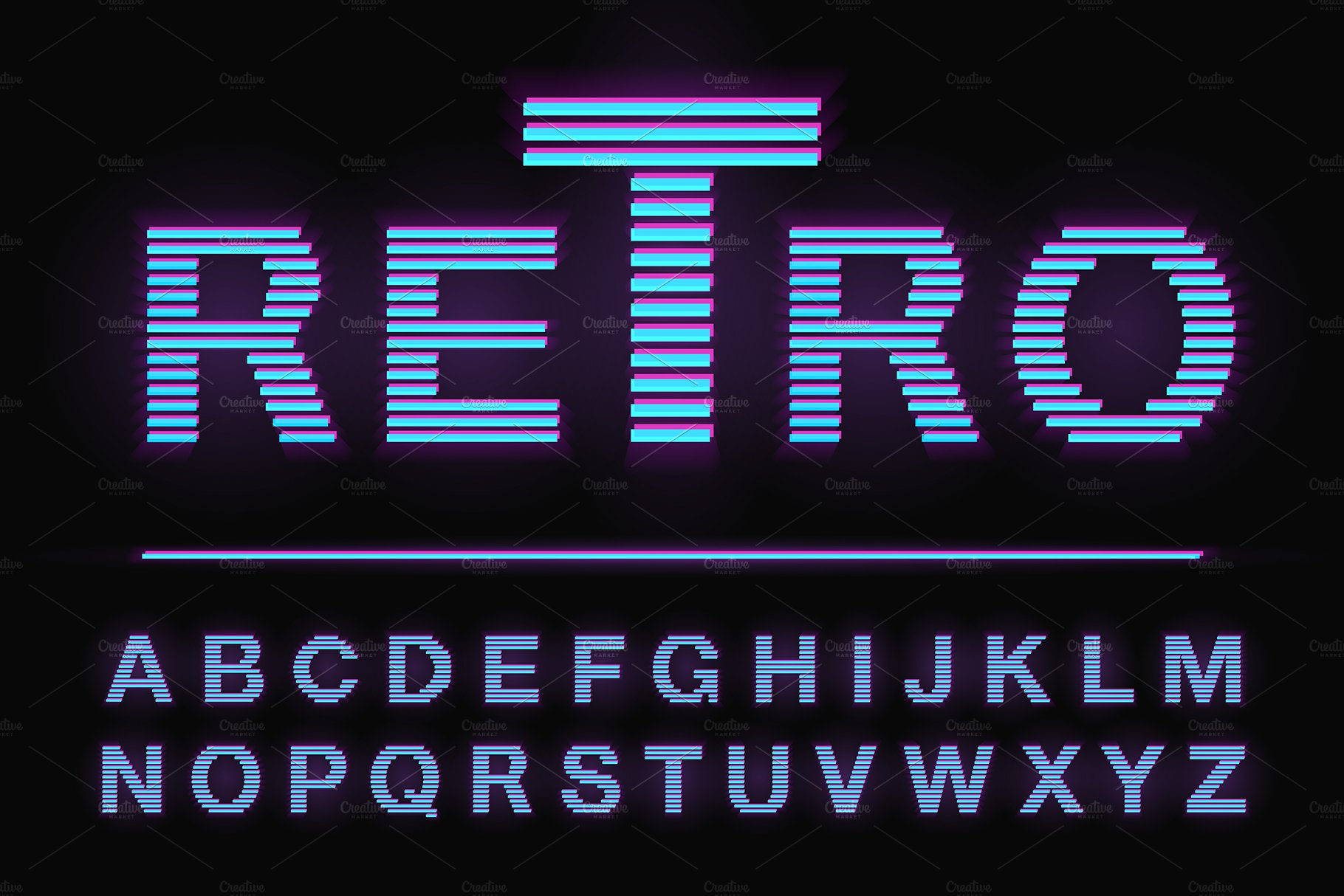 80's retro neon light style font cover image.