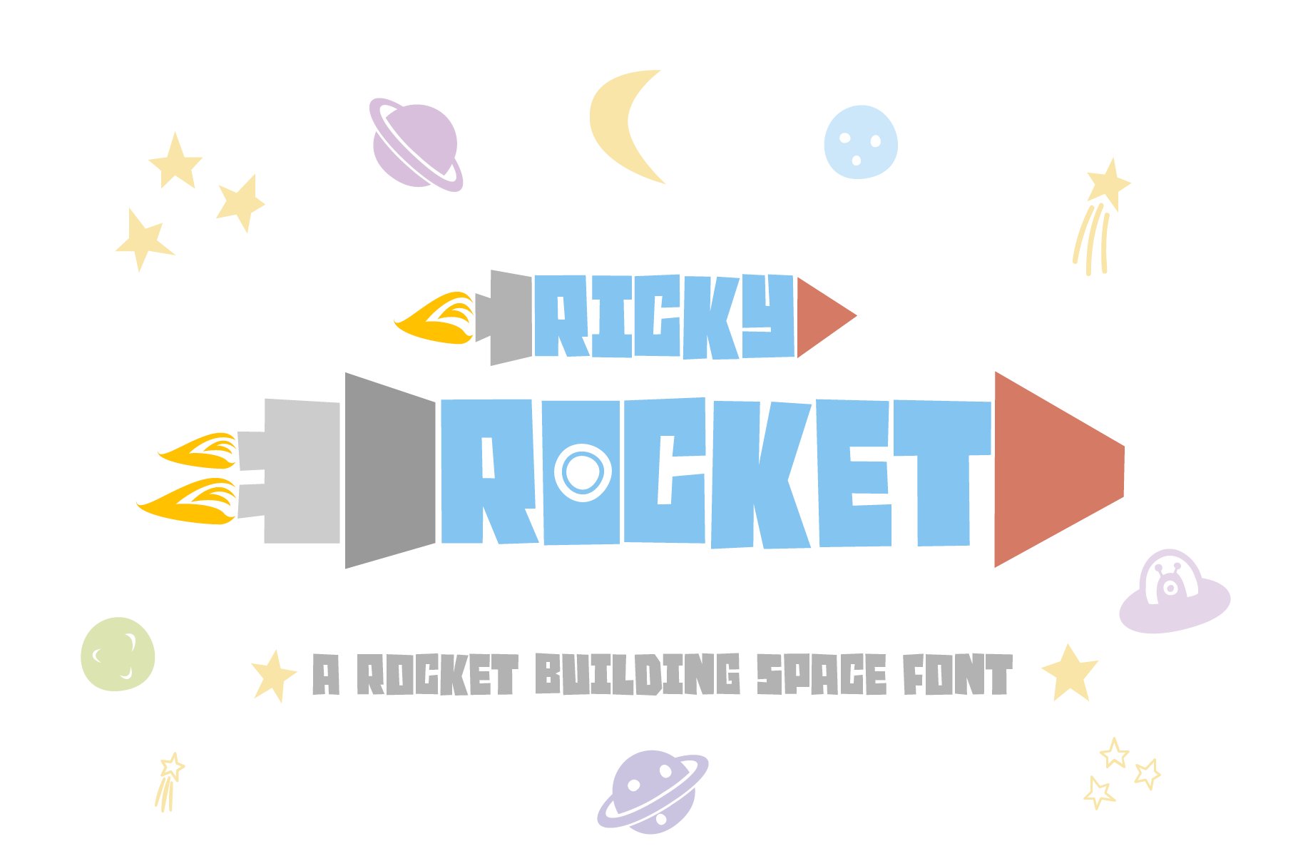 RICKY ROCKET FONT | a fun space font cover image.