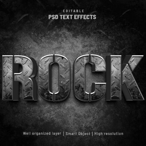 Rock steel movie editable text stylecover image.