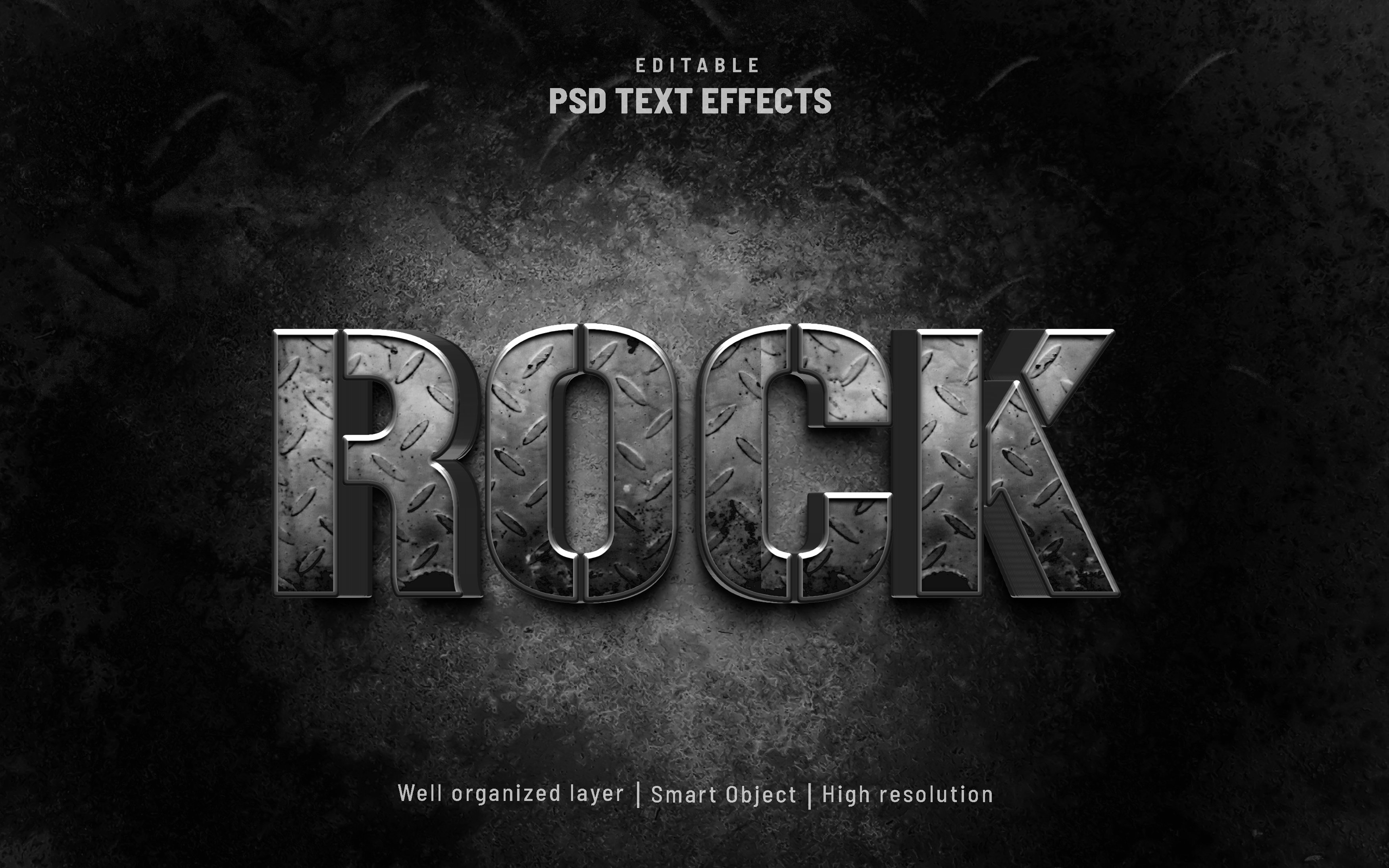 Rock steel movie editable text stylecover image.