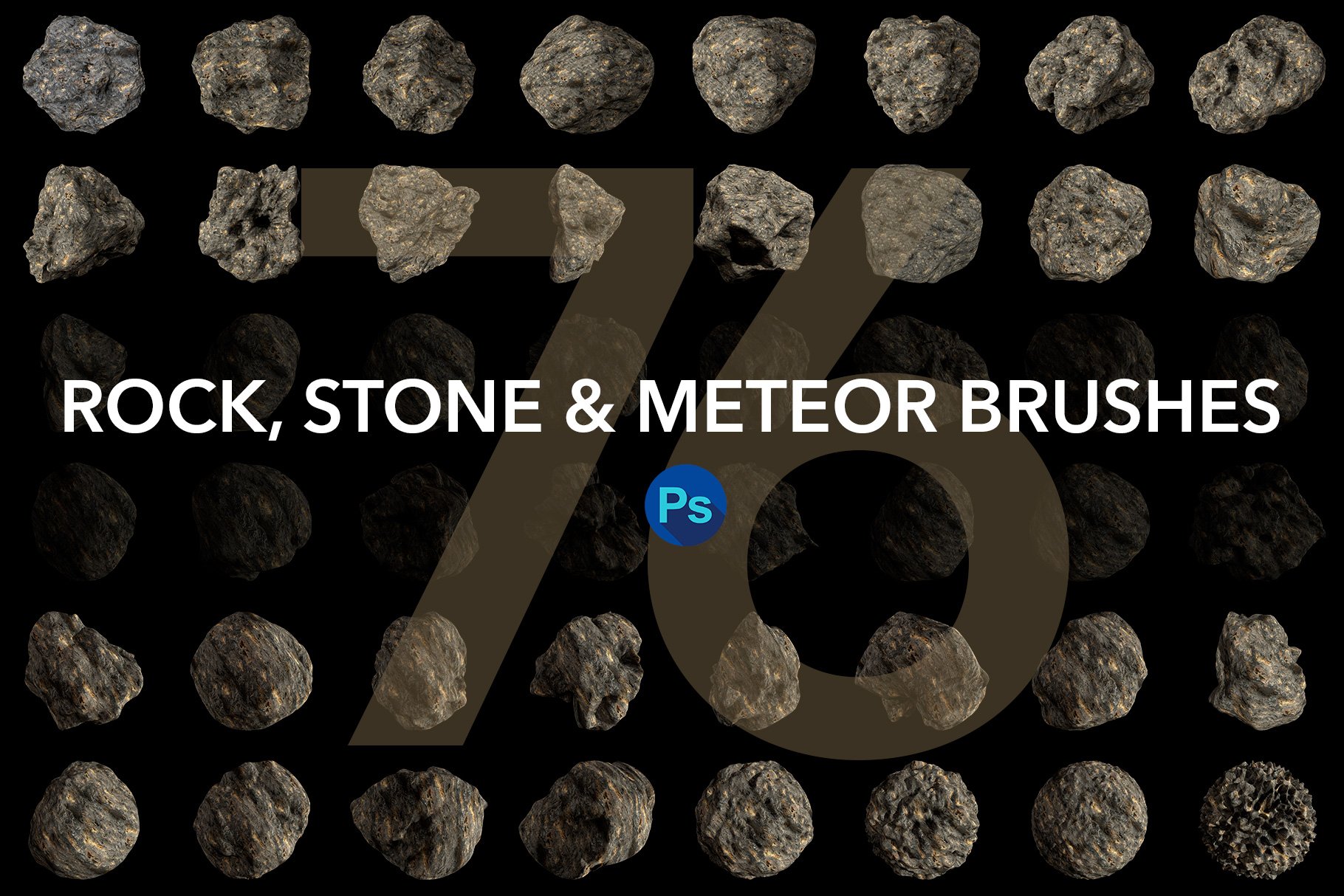 Rock,Stone and Meteor Brushes for PScover image.
