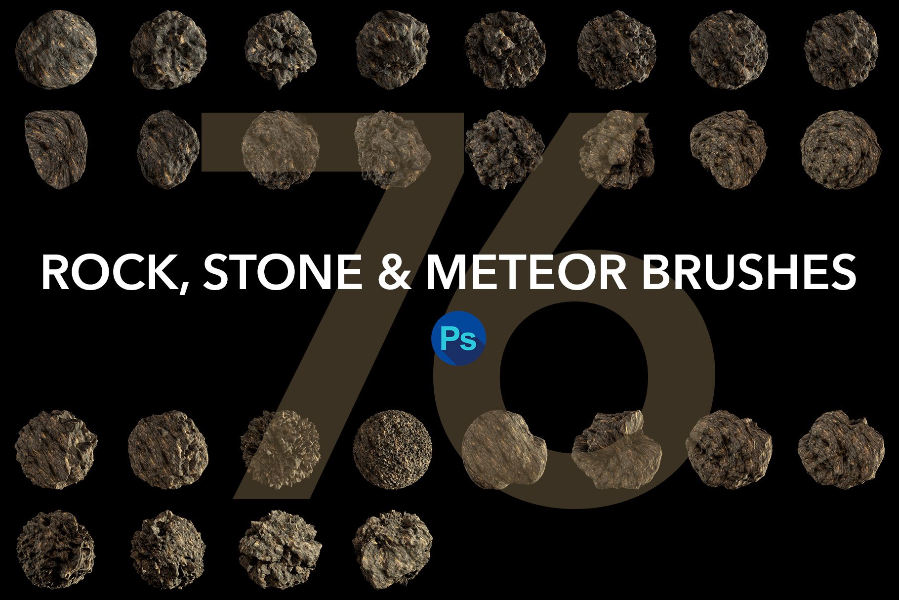 Rock,Stone and Meteor Brushes for PSpreview image.