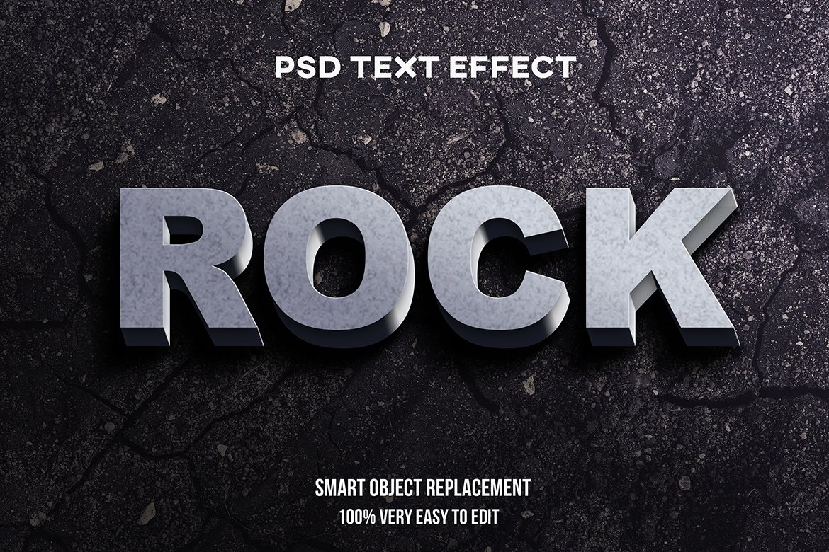 Rock 3D Text Effect Psdcover image.
