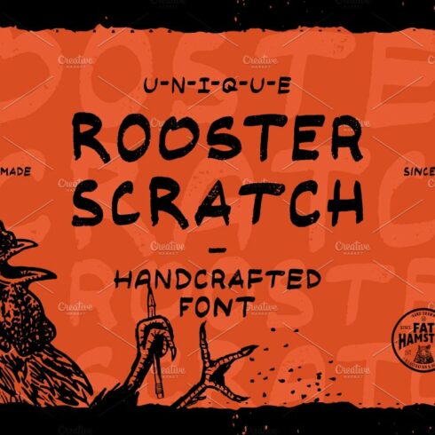 Rooster Scratch handcrafted font cover image.