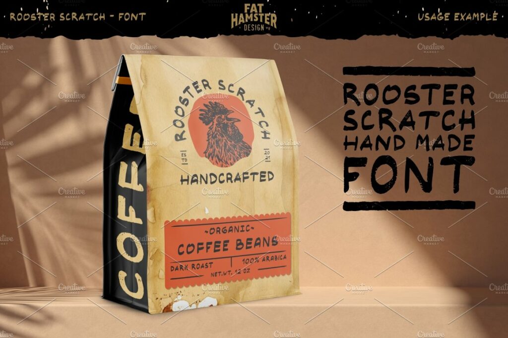 Rooster Scratch handcrafted font MasterBundles