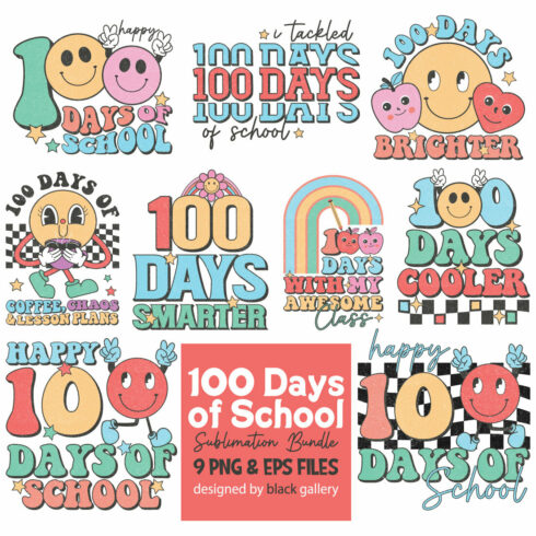 100 Days of School EPS AND PNG Bundle cover image.