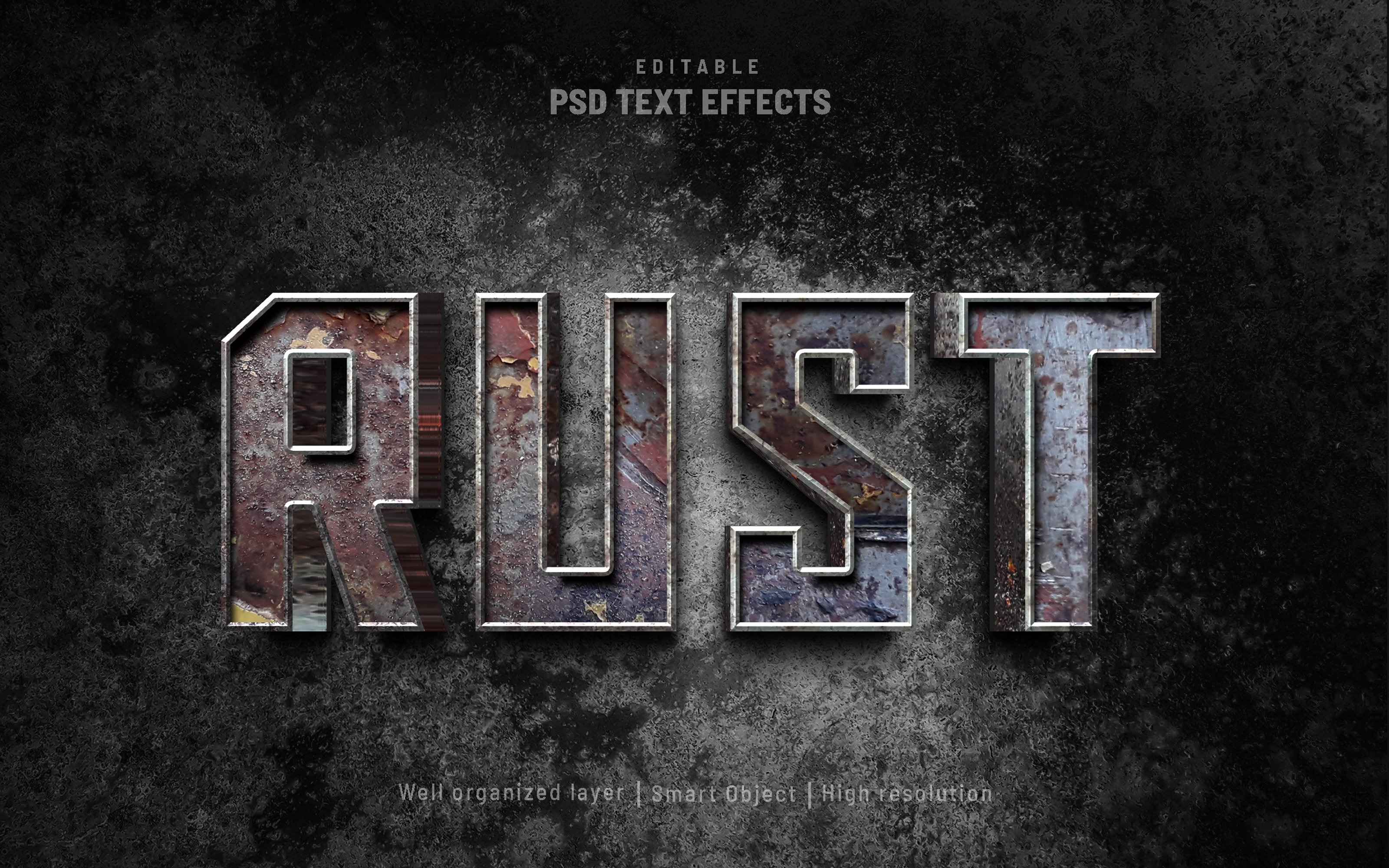 Rust metal editable text effectcover image.