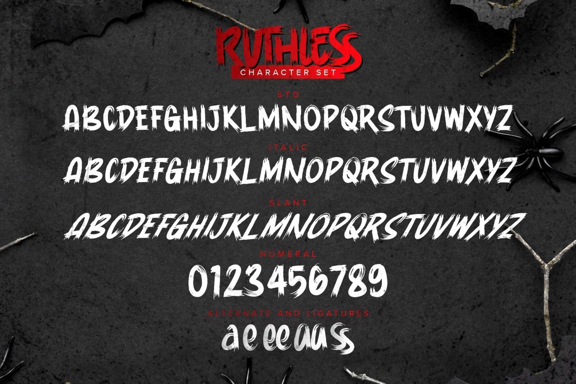 Ruthless - Horror Brush Font preview image.