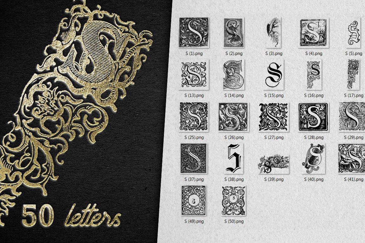 Vintage Letter S Vector And PNG cover image.