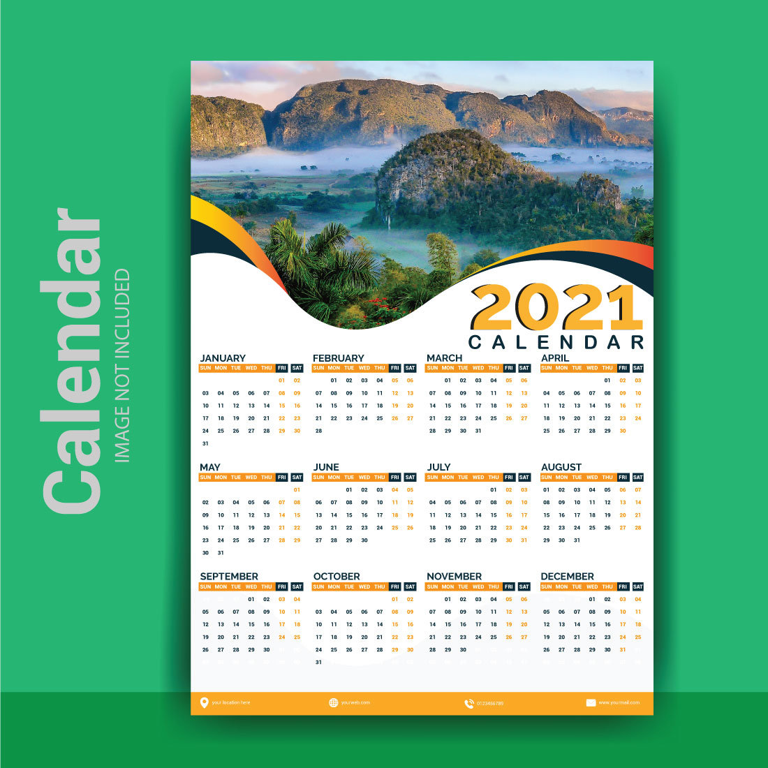 Modern New year Wall Calendar Template For Corporate Business Company With Creative Design cover image.