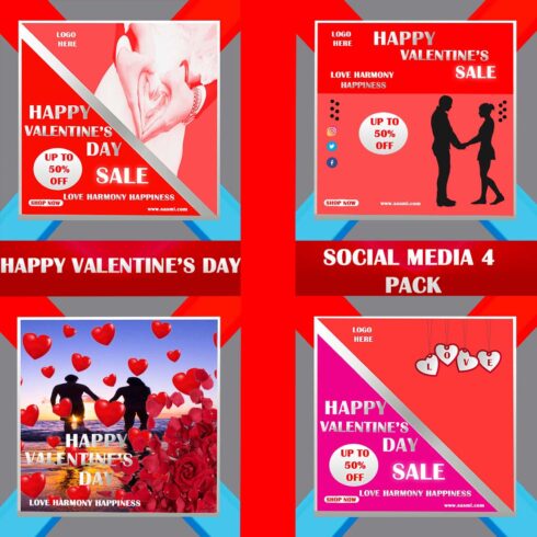 Beautiful Fashion sale & valentine\'s day social media post templates ENGLISH & ITALY pack 8 cover image.