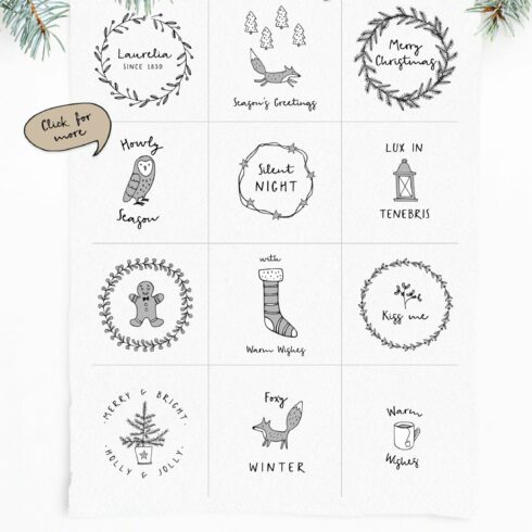 Snowy Christmas script font & logos cover image.