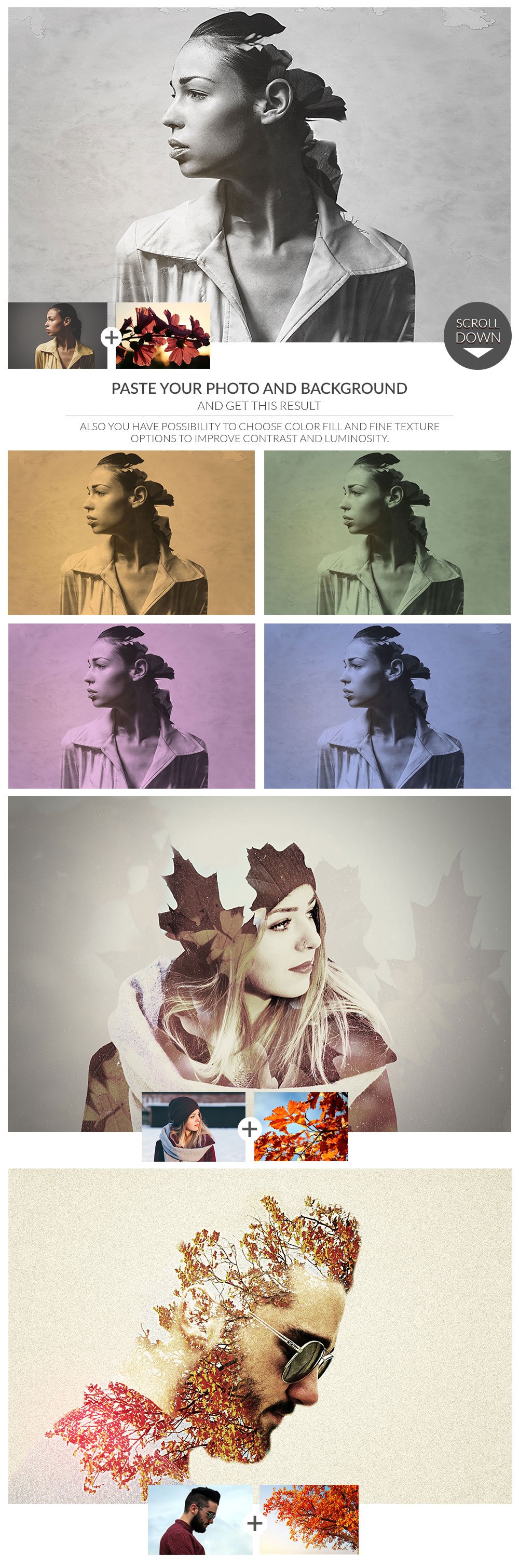Double Exposure Photoshop Templatepreview image.