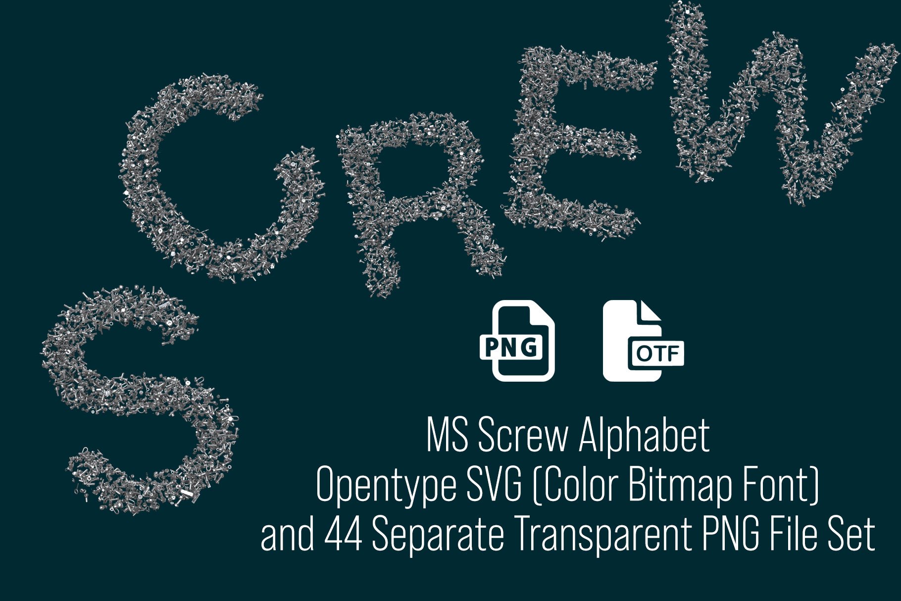 Screw Opentype SVG Font & PNGs cover image.