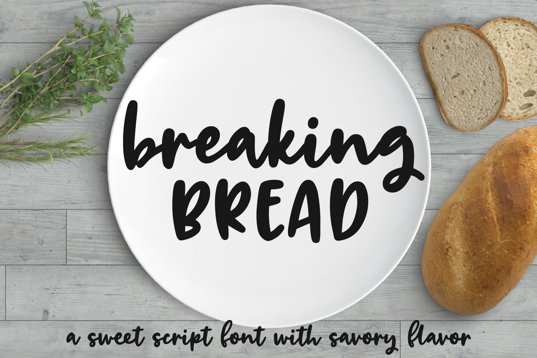 Breaking Bread: a chunky script font cover image.