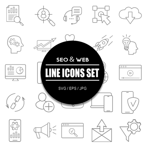 SEO and WEB Line Icon Set cover image.