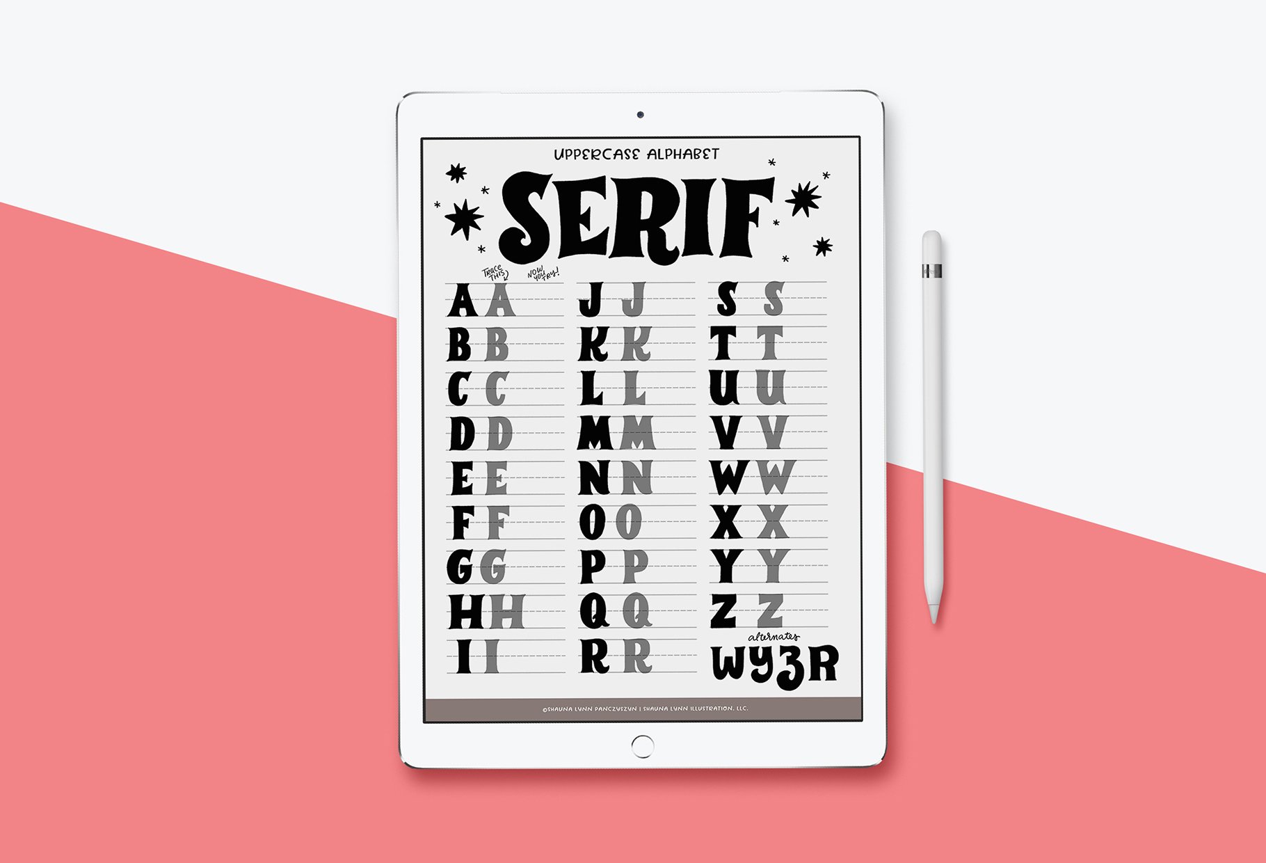 Serif Lettering Worksheetpreview image.