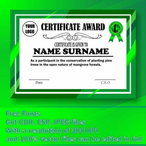 Template Certificate cover image.
