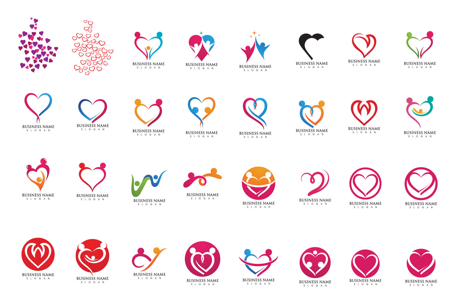 Love heart family care logo pinterest preview image.
