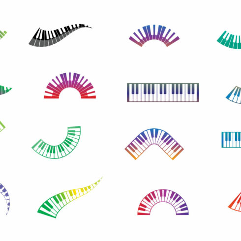 Piano vector design rainbow color cover image.