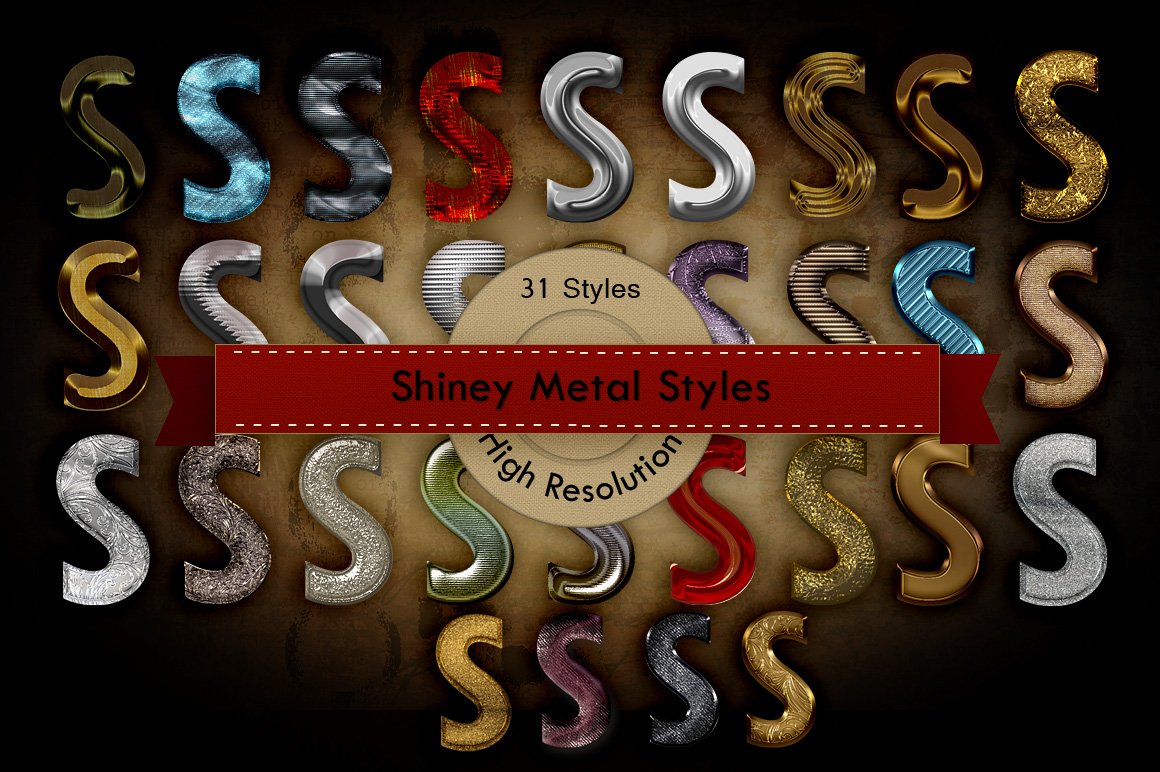 Shiny Metals Photoshop Stylescover image.