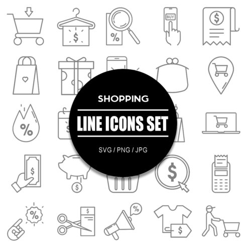 Shopping Line Icon Set cover image.