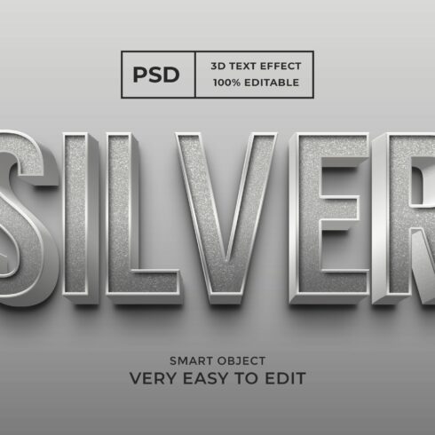 Silver 3d text style effect psdcover image.