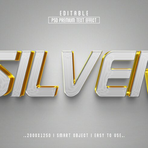 Silver 3D Editable Text Effect stylecover image.